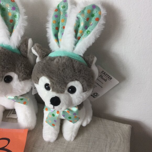 Lot of 3 Way to Celebrate Easter Stuffed Animal Small Puppy Dotted Bow Plush Toy - Picture 2 of 7